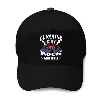 Discover Climbing is my 'rock' and roll Baseball Caps