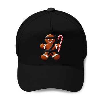 Discover Funny Ninja Gingerbread Man Cookie Candy Cane Baseball Caps