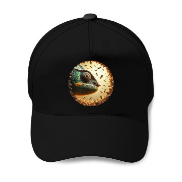 Discover Chameleon head surrounded by bees Baseball Caps