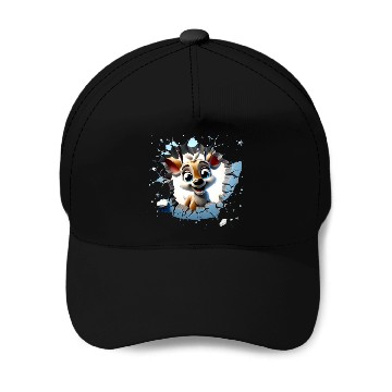 Discover 3D Peeking Santas Reindeer Baseball Caps
