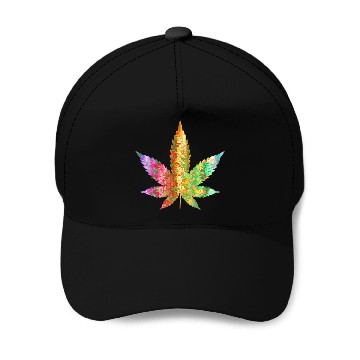Discover Psychedelic Weed Cannabis Plant Marijuana Leaf Baseball Caps