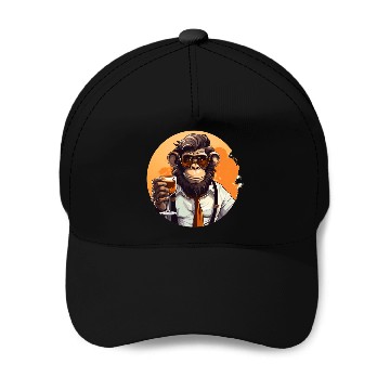 Discover Cool Monkey With Drink Funny Animals Chimpanzee Baseball Caps
