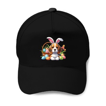 Discover Beagle with bunny ears and easter eggs Baseball Caps