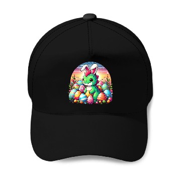 Discover Dino bunny with easter eggs Baseball Caps