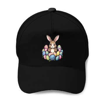 Discover Easter Bunny Rabbit Colorful Eggs Easter Egg Hunt Baseball Caps