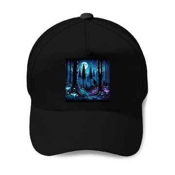 Discover Mystic Moonlit Enchanted Forest Baseball Caps