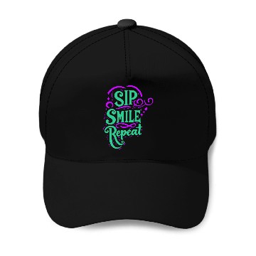 Discover typography Baseball Caps design Sip Smile Repeat