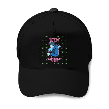 Discover Sleeping By Day Gaming By Night Baseball Caps
