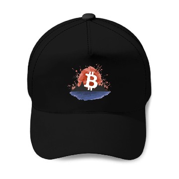 Discover Bitcoin Japonese Ink Sunset Serenity Baseball Caps