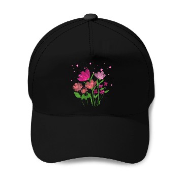 Discover Pink Cosmos flowers Baseball Caps