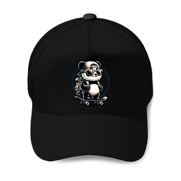 Discover Panda on Skateboard Baseball Caps