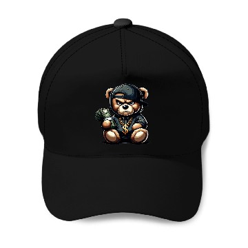 Discover streetwise teddy bear with money Baseball Caps