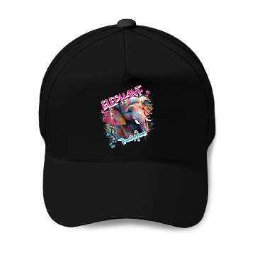 Discover Graffiti-inspired portraiture Elephant Baseball Caps