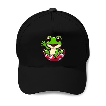 Discover Colorful Easter Egg with Hatching Frog Design Baseball Caps