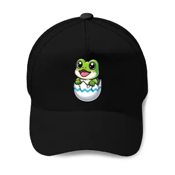 Discover Colorful Easter Egg with Hatching Frog Design Baseball Caps