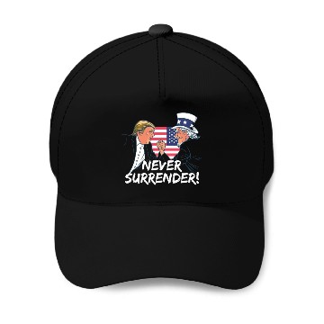 Discover Trump Never Surrender Mug Shot Baseball Caps