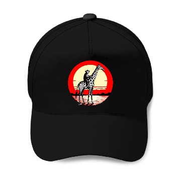 Discover Sunset Safari: Monkey Riding Giraffe Baseball Caps