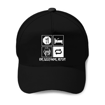 Discover Eat Sleep Anime Repeat Baseball Caps