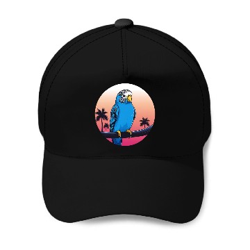 Discover Synthwave Blue Budgie 2 Baseball Caps