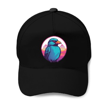Discover Synthwave Blue Bird 2 Baseball Caps
