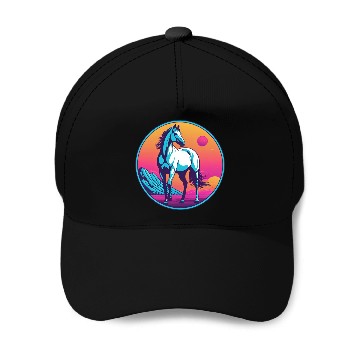 Discover Synthwave Horse 3 Baseball Caps