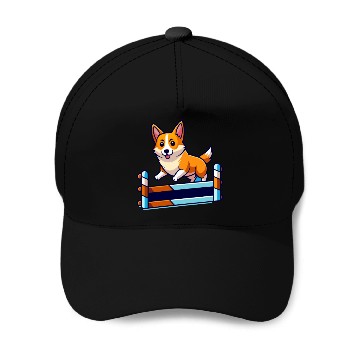 Discover Determined Corgi Agility Course Art Baseball Caps