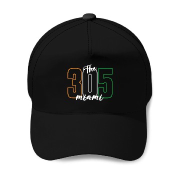 Discover Miami 305 Area Code - Typography Art Baseball Caps