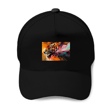 Discover Tiger On Abstract Colorful Background Wall Art Baseball Caps