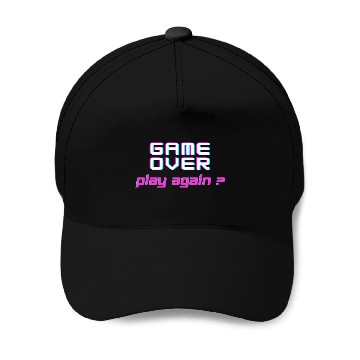 Discover Game Over , Play Again ? Baseball Caps