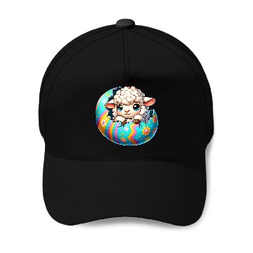 Discover Colorful Lamb Hatching from Easter Egg Cartoon Baseball Caps