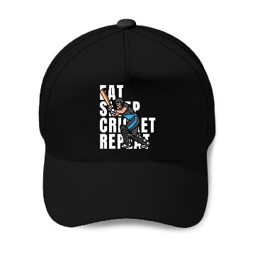 Discover Eat Sleep Cricket Repeat Baseball Caps