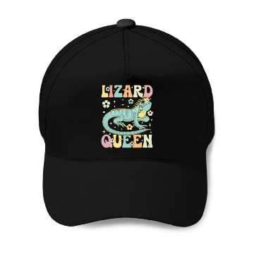 Discover Lizard Queen Groovy Bearded Dragon Lizard Lover Baseball Caps