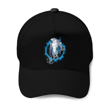 Discover Shark Mutant With Blue Fire Background Baseball Caps