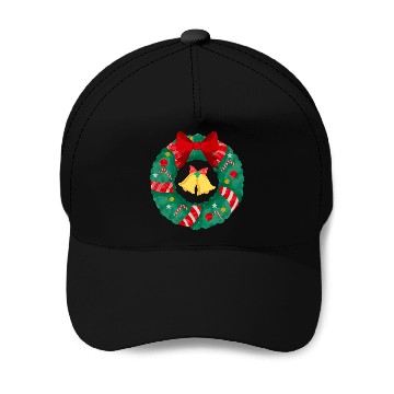 Discover Christmas Wreath with Bells Baseball Caps