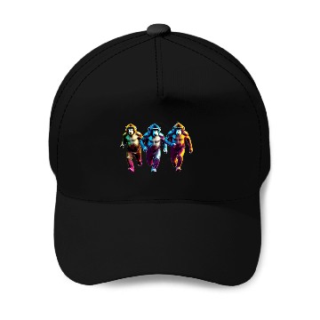 Discover monkey running Baseball Caps
