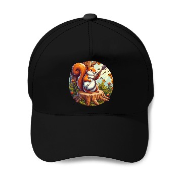 Discover Squirrel Playing Banjo Baseball Caps