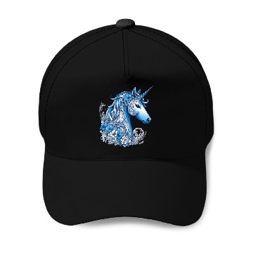 Discover Abstract blue unicorn Baseball Caps