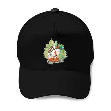 Discover Pilot Fox Sitting On Grass With Tree Forest Baseball Caps
