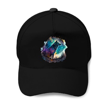 Discover Wolf Print, Cosmic Wolves, Animal Print, Cosmos Baseball Caps
