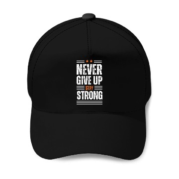Discover White Never Give up Baseball Caps 100% cotton