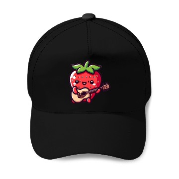 Discover cute strawberry with guitar Baseball Caps