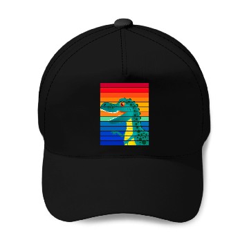 Discover Rainbow dinosaur Baseball Caps