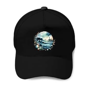 Discover Ocean Whisper: Serene Seascape Art Baseball Caps