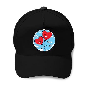 Discover Smiling red heart balloons Baseball Caps