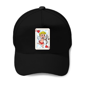 Discover Playing card with cupid Baseball Caps