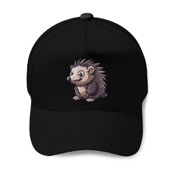Discover Adorable Smiling Hedgehog Illustration Baseball Caps