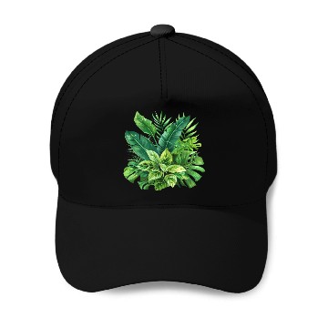 Discover Verdant Haven: Tropical Leaf Ensemble Baseball Caps