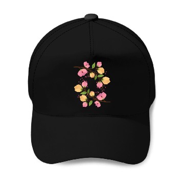 Discover Flowers rose and yellow Baseball Caps
