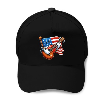 Discover Guitar 4th July American Flag Baseball Caps