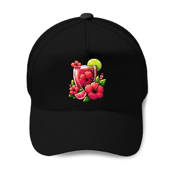 Discover Red hibiscus tea Baseball Caps